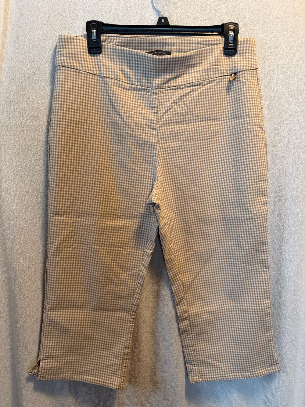 Tommy Hilfiger Beige and White Gingham Top